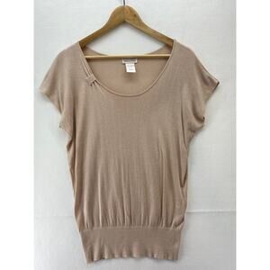 Monroe & Main Soft Pink Viscose Silk Cap Sleeve Short Sleeve Sweater Sz M‎